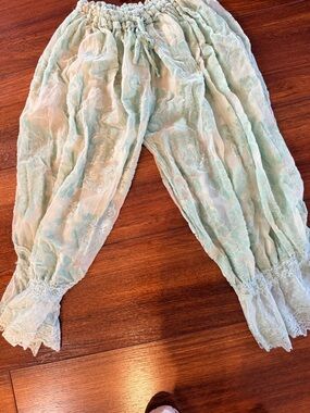 Free People Sheer Floral Lace pants mint